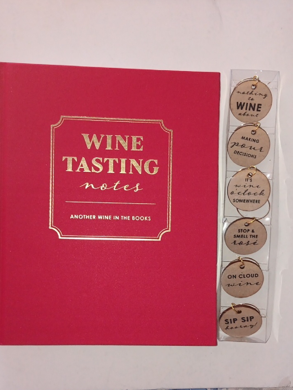 🎈4-$10🎈🍷Wine Tasting Notes Journal & Wood Wine Glass Charms New!